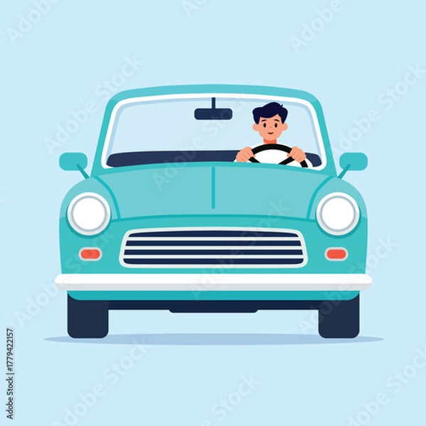 Obraz Smiling driver enjoying a car ride