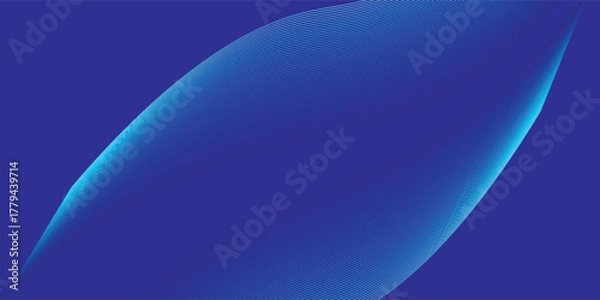 Fototapeta Abstract glowing wave lines on blue background. Dynamic wave pattern. Modern flowing wavy lines. Futuristic technology concept. Suit for banner, poster, cover, brochure, flyer, website