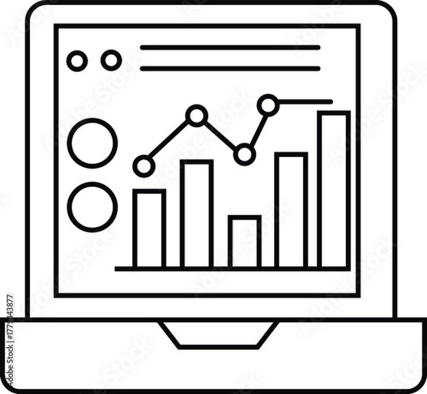Fototapeta Laptop computer showing data analytics chart, financial report