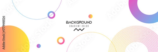 Fototapeta White geometric abstract background overlap layer on bright space with colorful circles effect decoration. Modern graphic design element cutout style concept