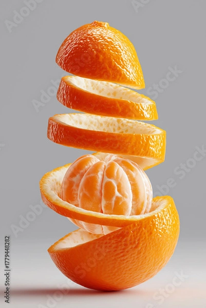 Fototapeta Floating Sliced Orange Creative Levitating Citrus Composition