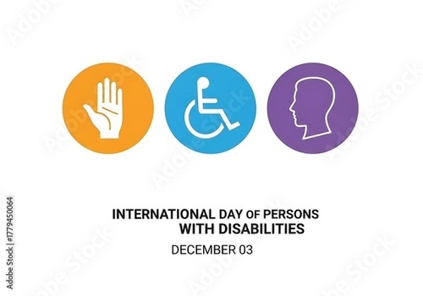 Fototapeta Icons representing hand, wheelchair, and head for international day of persons with disabilities on december 3rd