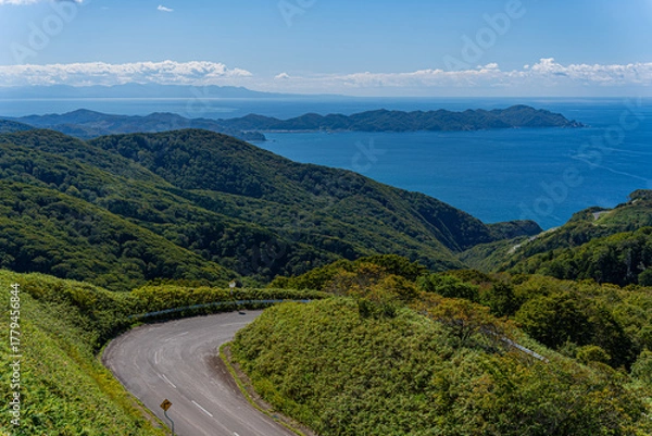 Obraz 日本の青森の津軽半島から望む日本海　竜飛岬