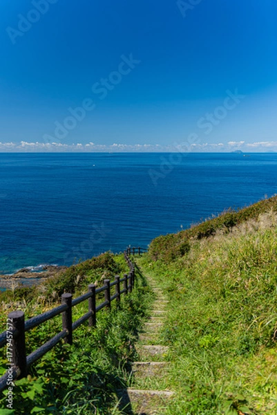 Obraz 日本の青森の津軽半島から望む日本海　竜飛岬