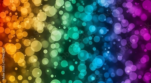 Fototapeta Vibrant bokeh lights transition from warm orange to cool purple, abstract background