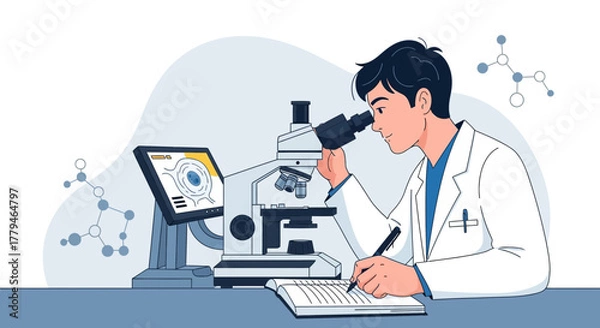 Fototapeta Scientist Exploring Microscopic World Using Advanced Tools for Research Investigation