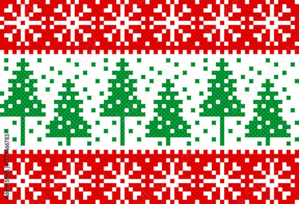 Obraz seamless pattern with christmas. tribal pattern. local fabric pattern. pixel pattern. cross stitch