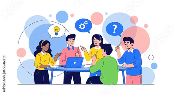 Fototapeta Vibrant Team Collaborating On Creative Ideas And Problem Solving Business Projects