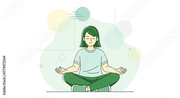 Obraz Woman Meditating in Lotus Pose Finding Inner Peace and Mental Harmony
