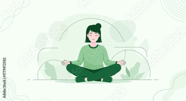 Obraz Woman Meditating in a Peaceful Pose for Relaxation and Mindfulness Practice