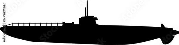 Fototapeta Vektor Silhouette Militärisches U-Boot - Marine - Design Element isoliert