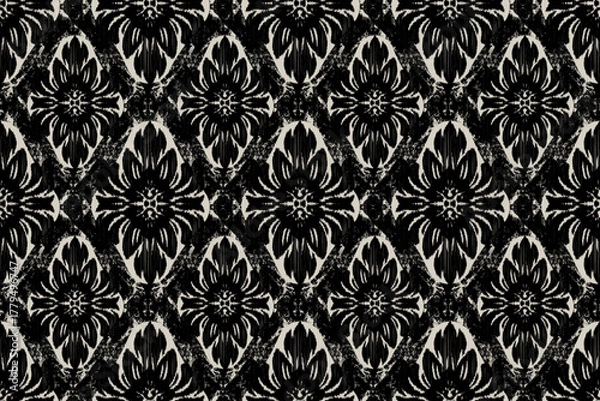 Obraz Ikat seamless pattern, geometric design, motif ethnic handmade, Ikat ethnic tribal, boho colors seamless wallpaper. Ethnic Ikat abstract background art. illustration. design for texture, fabric, cloth