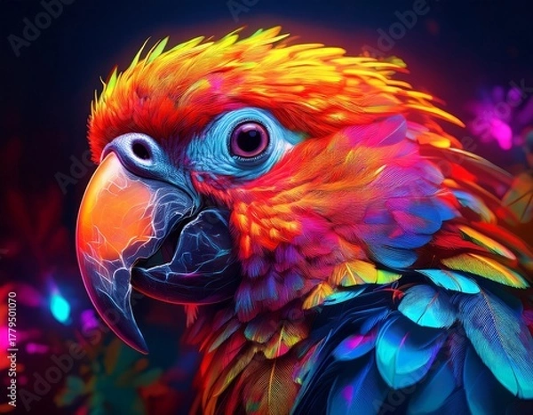 Obraz colorful parrot vivid neon background