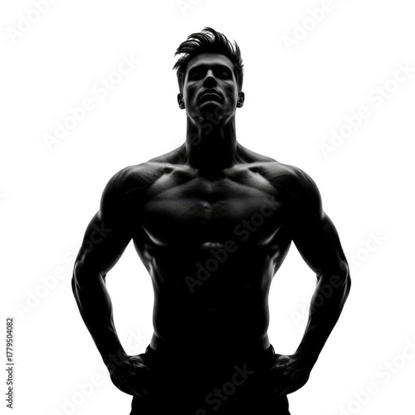 Obraz Muscular man silhouette isolated on transparent background