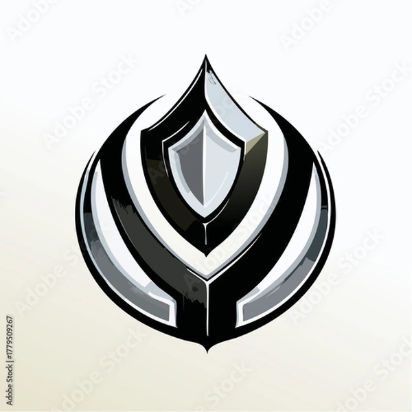 Obraz abstract black and white shield