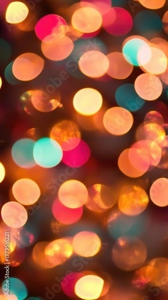 Fototapeta Colorful holiday lights create a dreamy bokeh effect that transforms the atmosphere into a magical celebration season filled with warmth and joy