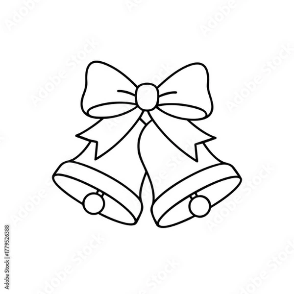 Fototapeta Christmas Bells Vector Illustration. Outline Design. Coloring Book Page. SVG. Transparent Background. Printable Christmas Design.