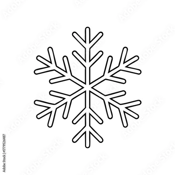 Obraz Christmas Snowflake Vector Illustration. Outline Design. Coloring Book Page. SVG. Transparent Background. Printable Christmas Design.
