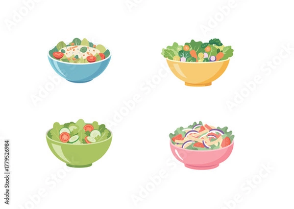 Obraz グリーンサラダのイラストセット