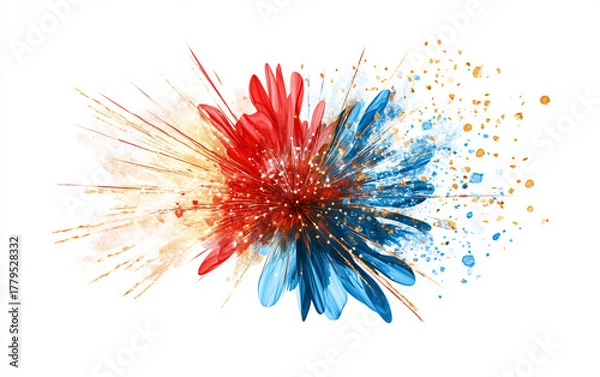 Fototapeta Radiant fireworks exploding high above filling the atmosphere with brilliance and festive emotion isolated on transparent background PNG