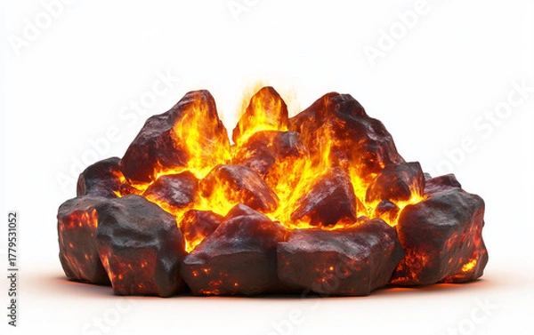 Fototapeta Glowing firelight dancing gracefully within a hearth bringing feelings of coziness and relaxation isolated on transparent background PNG