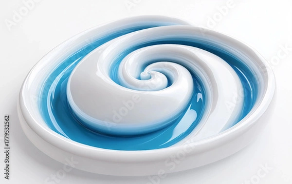 Fototapeta Floating 3D spiral with glowing neon blue tips forming a mesmerizing symbol of motion and energy isolated on transparent background PNG