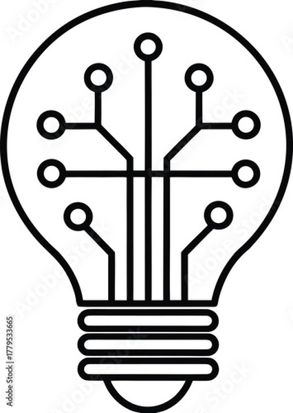 Fototapeta Digital circuit board light bulb icon for innovative technology idea
