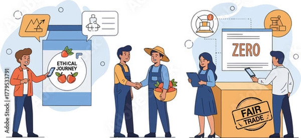 Fototapeta Farm to Table Food Production and Distribution Supply Chain