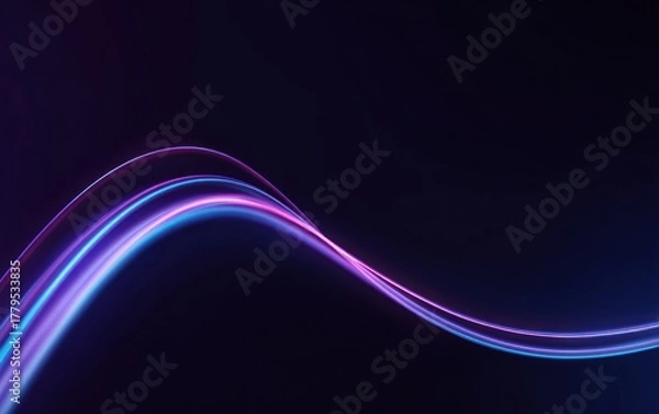 Obraz Abstract neon light trails flow across a dark background space