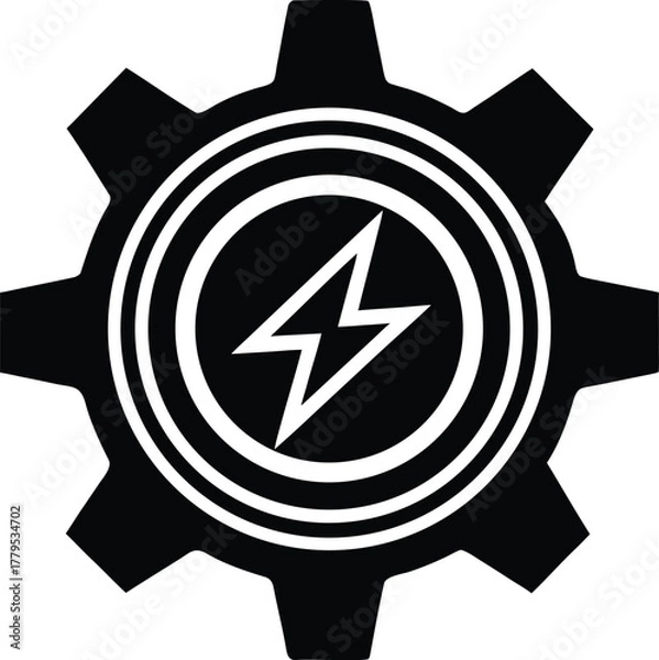 Fototapeta Gear with lightning bolt icon, representing settings, power, or energy management