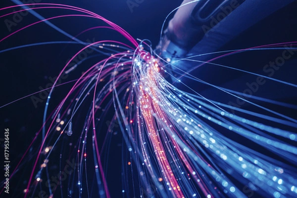 Fototapeta A bundle of thin optical fibers on.