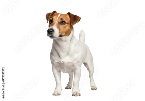 Obraz Alert Jack Russell Terrier dog isolated PNG, standing attentively with a curious expression on transparent background