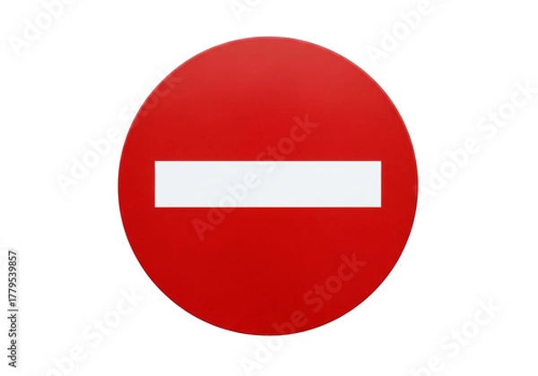 Obraz Red circle with white bar isolated PNG, no entry sign for traffic and safety regulations, prohibition symbol on transparent background