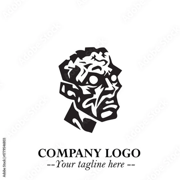 Fototapeta Head of Zombie Logo Symbol in Black on the White Background with Horror Minimal Vector Design