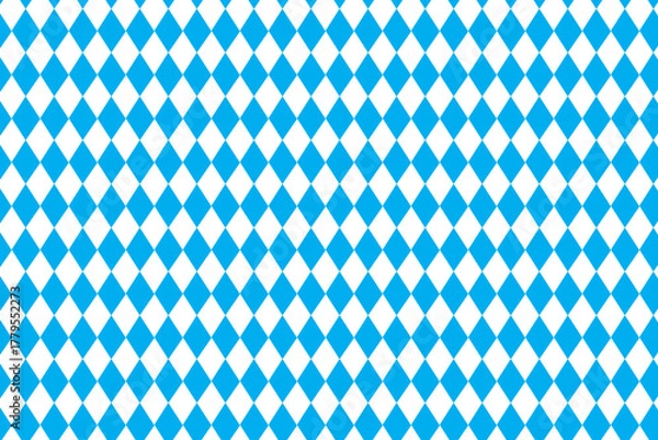 Fototapeta Oktoberfest seamless pattern. Bavarian flag print. Vector blue and white rhombus banner background. Bavaria Octoberfest party wallpaper. Munich beer festival repeat pattern. Harlequin check tablecloth