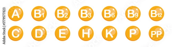 Fototapeta Multivitamin Supplement Complex Capsules Icons Set. Healthy Nutrition and Beauty Serum Drops. Vector Illustration on Transparent Background.