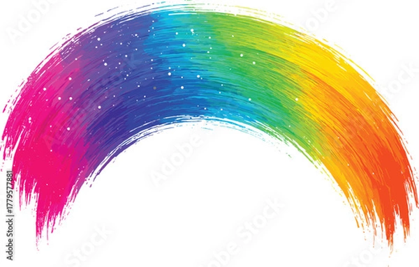 Fototapeta Colorful brushstroke arc, semi-circular gradient design, rainbow-inspired vector, artistic texture, vivid paint swirls, dynamic abstract illustration