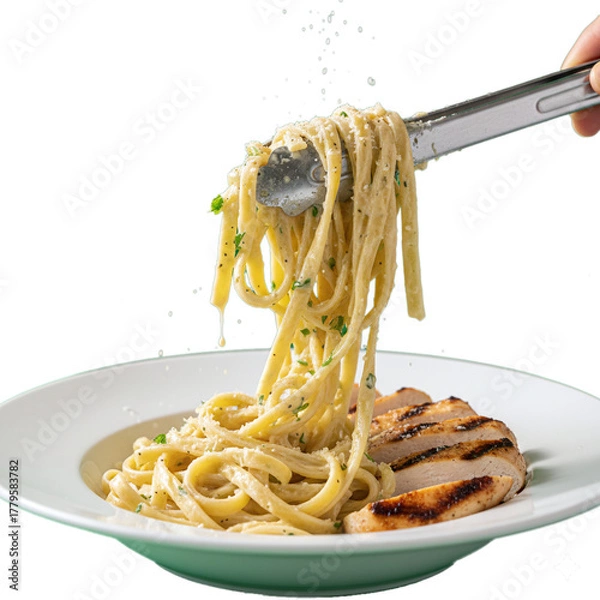 Obraz Chicken Alfredo isolated on transparent background