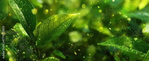 Fototapeta Lush Greenery with Sparkling Light - A Captivating Nature Scene.