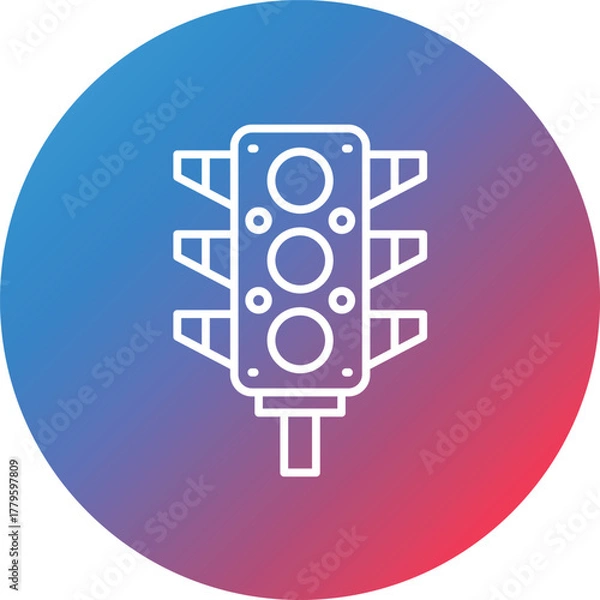 Fototapeta Traffic Light Line Gradient Circle Background Icon