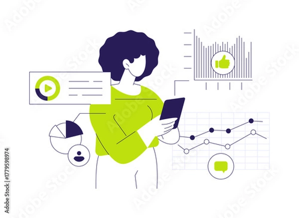 Obraz Social media data abstract concept vector illustration.