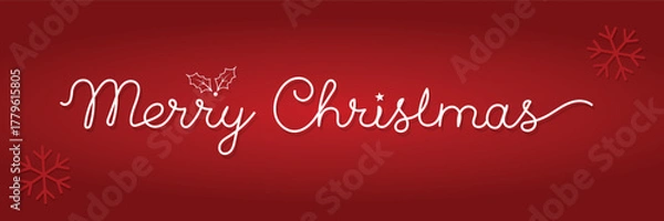 Fototapeta Merry Christmas Holiday Banner with Script Text