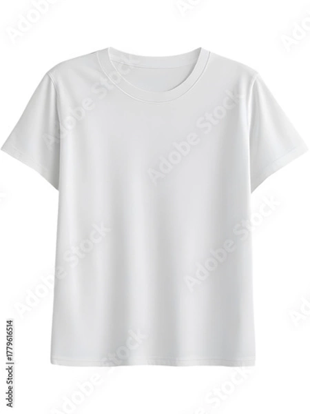 Obraz Plain white t-shirt displayed upright isolated on transparent background, perfect for apparel mockups and minimalist design.