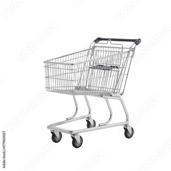 Obraz Isolated shopping cart on plain setting, meticulously crafted to capture the essence of retail readiness