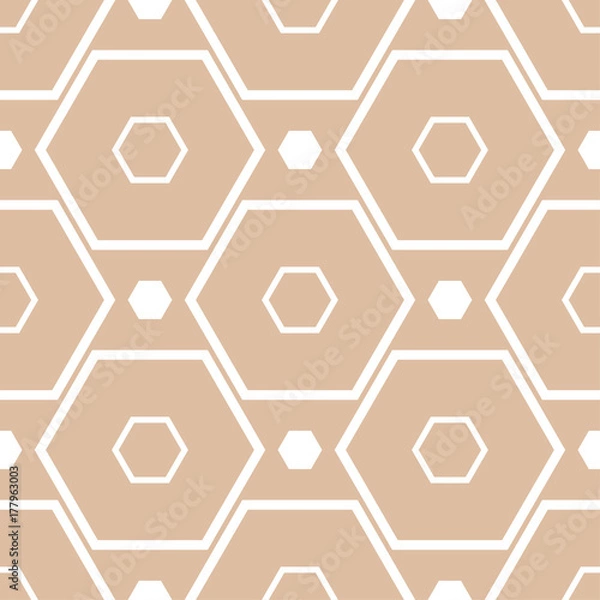 Fototapeta Beige and white geometric print. Seamless pattern