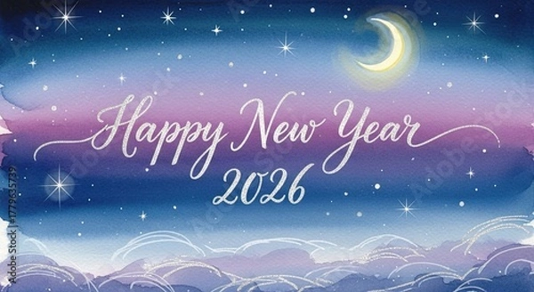 Fototapeta Happy New Year 2026 Wishes Greeting Card