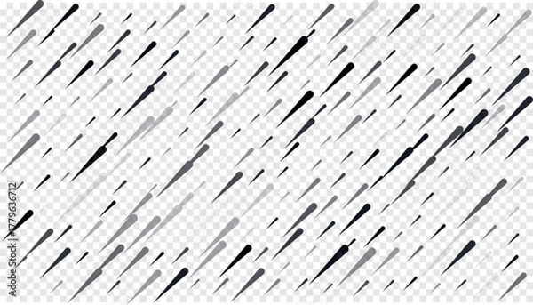 Fototapeta Flat Vector Rain. Subtle grey raindrops on white isolated background.