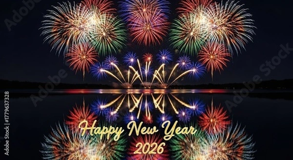 Fototapeta Spectacular Fireworks Display Welcoming the New Year 2026