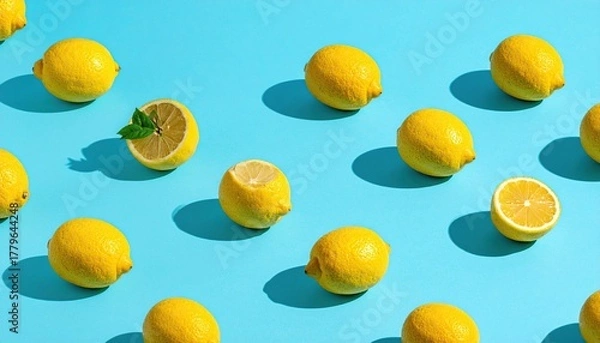 Fototapeta Lemon pattern on pastel background