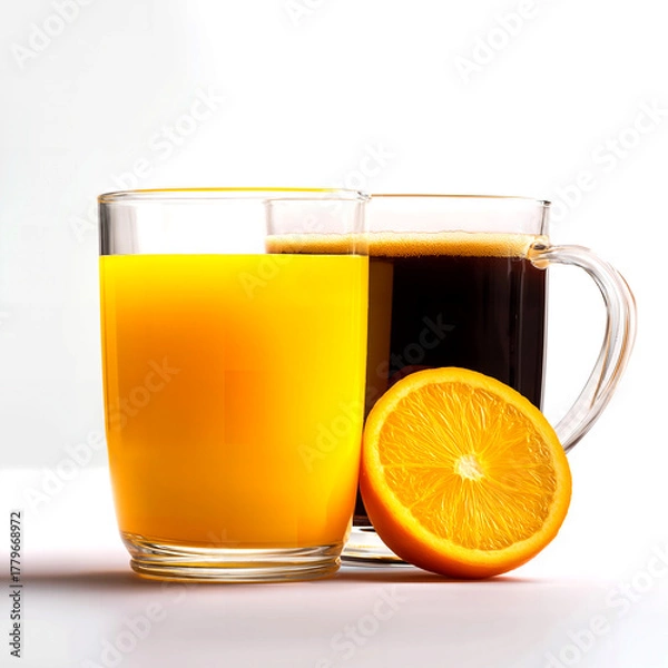 Obraz Jus d'orange et café dans mug